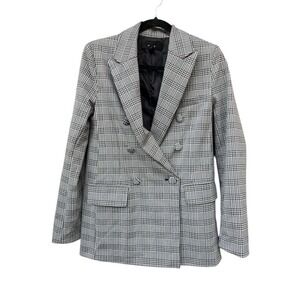 Forever 21 Women's Plaid Double-Breasted Blazer Black Size S